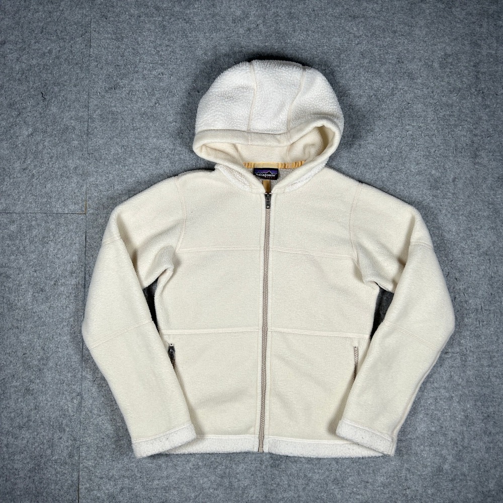 Patagonia Hoodie Women small? Cream Synchilla Full Zip Fleece Jacket Gorpcore
